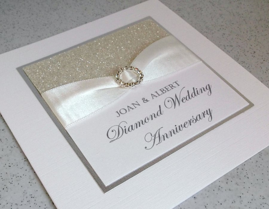 Handmade diamond wedding anniversary card, modern, designer