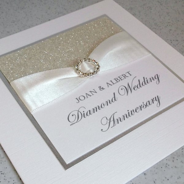 Handmade diamond wedding anniversary card, modern, designer