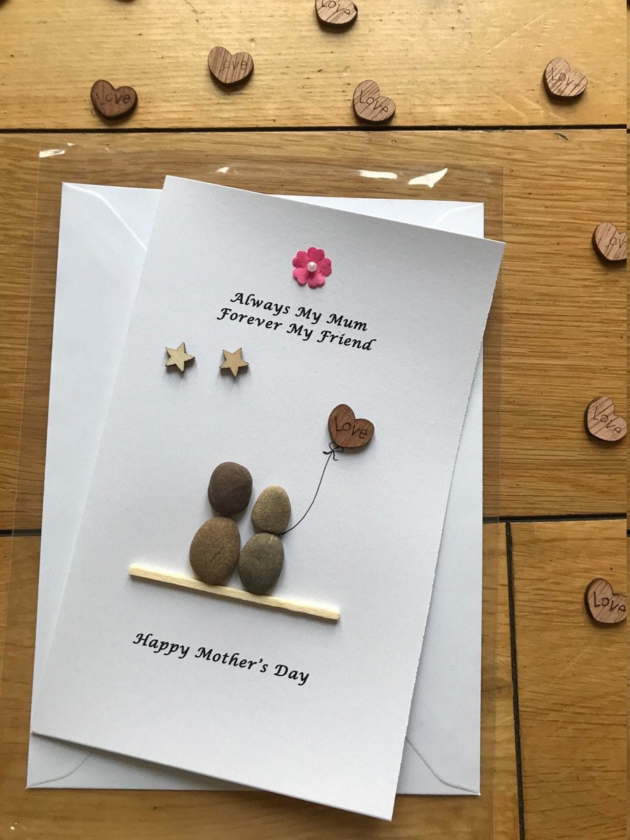 Mother's Day Personalised Cards, Mothers Day handmade Cards, Personalised Pebble