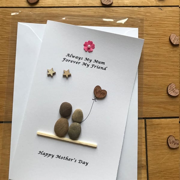 Mother's Day Personalised Cards, Mothers Day handmade Cards, Personalised Pebble
