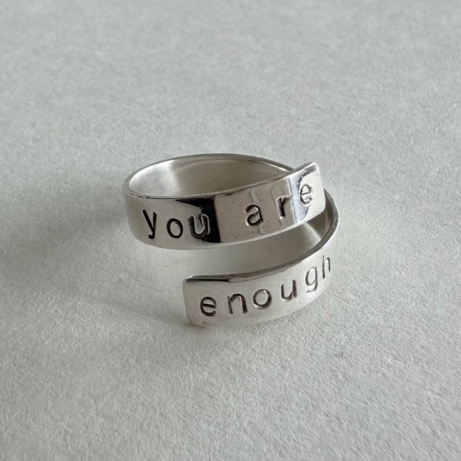 Sterling silver ‘you are enough’ wrap ring 
