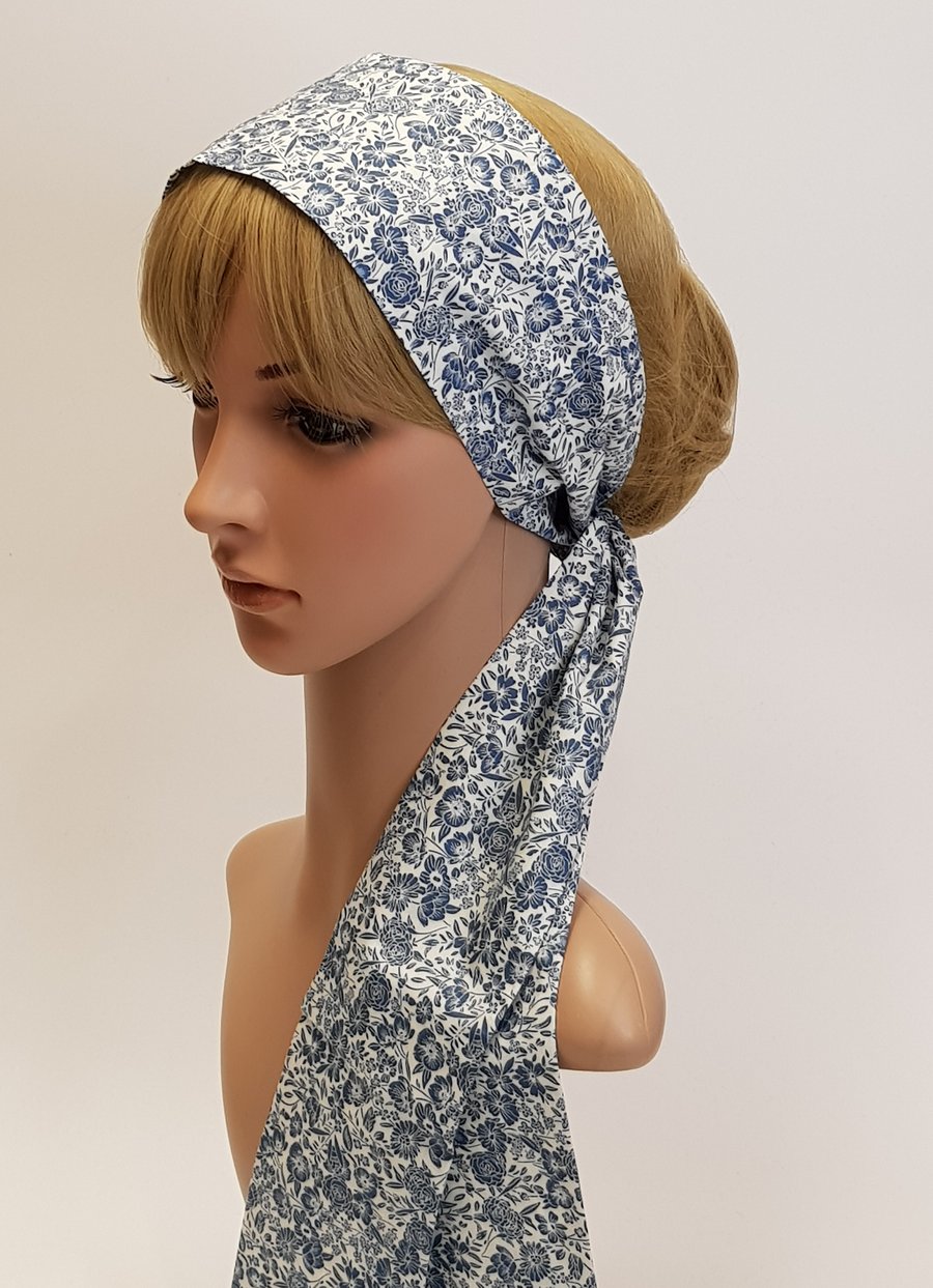 Summer head bandanna, rockabilly hair scarf, self tie headband, skinny hair tie