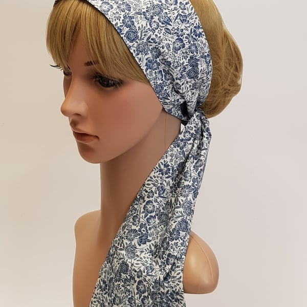 Summer head bandanna, rockabilly hair scarf, self tie headband, skinny hair tie