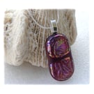 Plum Dichroic Glass Pendant 130 Glitter with silver plated chain