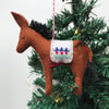 Hand Stitched Wool Felt Donkey Christmas Tree Decoration - Brown 
