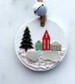 Sale-Ceramic Christmas tree decoration with Cornwall sea glass 
