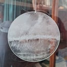 Crashing Wave on glass disc window decoration