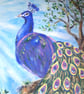 Peacock in the Sun original painting on canvass.   - Image 2