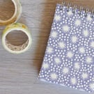 Handmade Notebook with sprial bind A7 with in star and dot design covers in grey