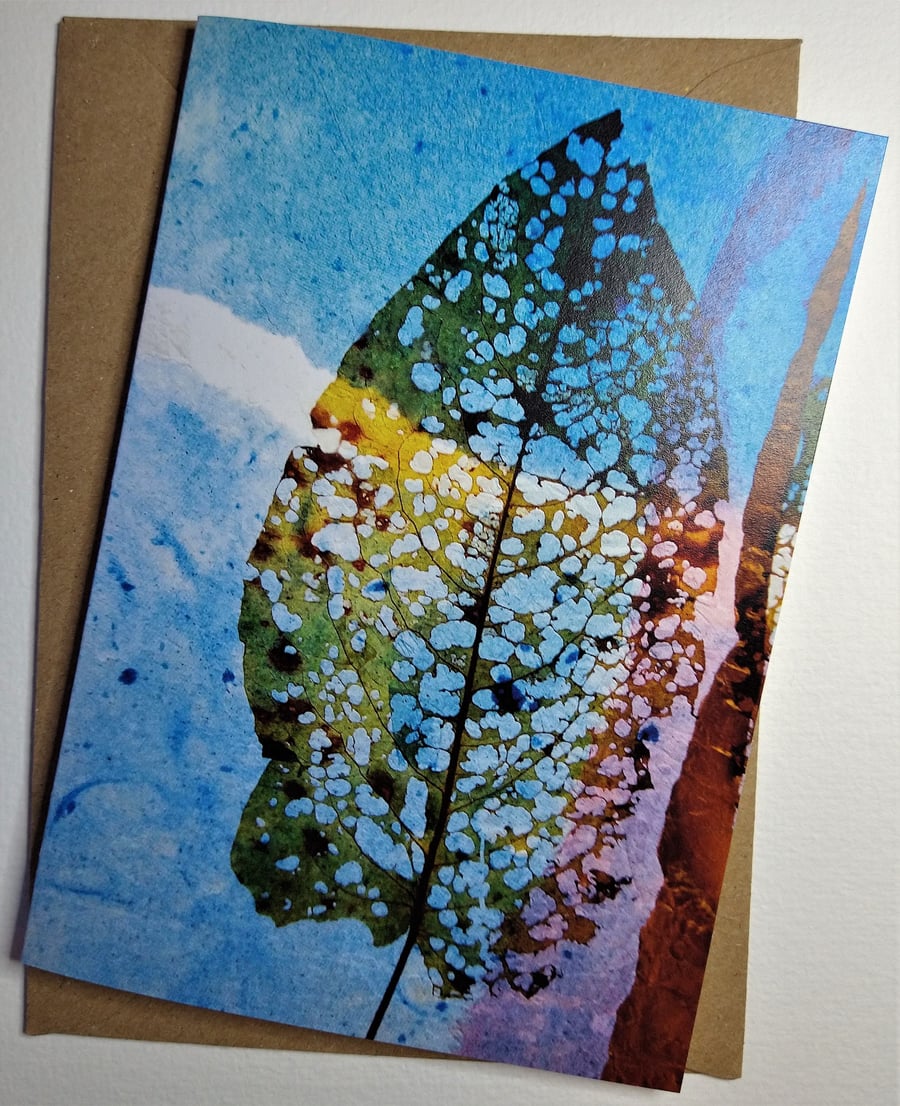 Dock Leaf Wax Collage Greetings Card