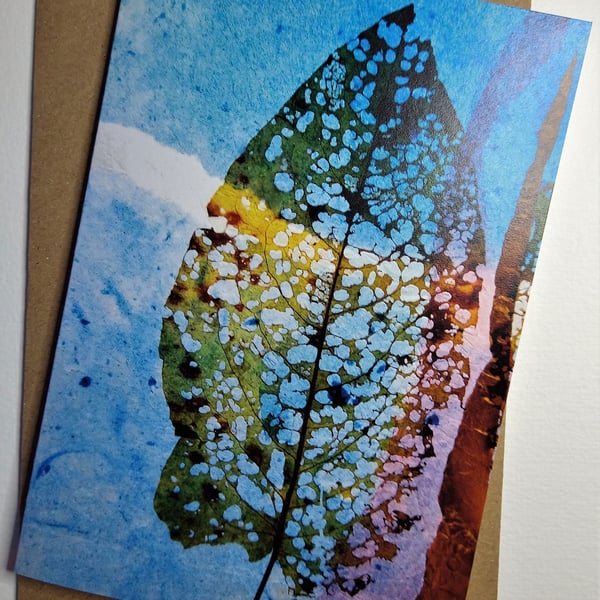 Dock Leaf Wax Collage Greetings Card