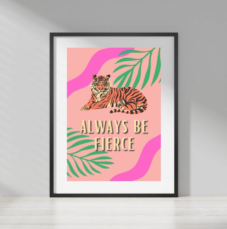 Tiger print wall art, Home decor wall prints, Motivational decor 