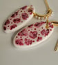 Handpainted pink  floral earrings