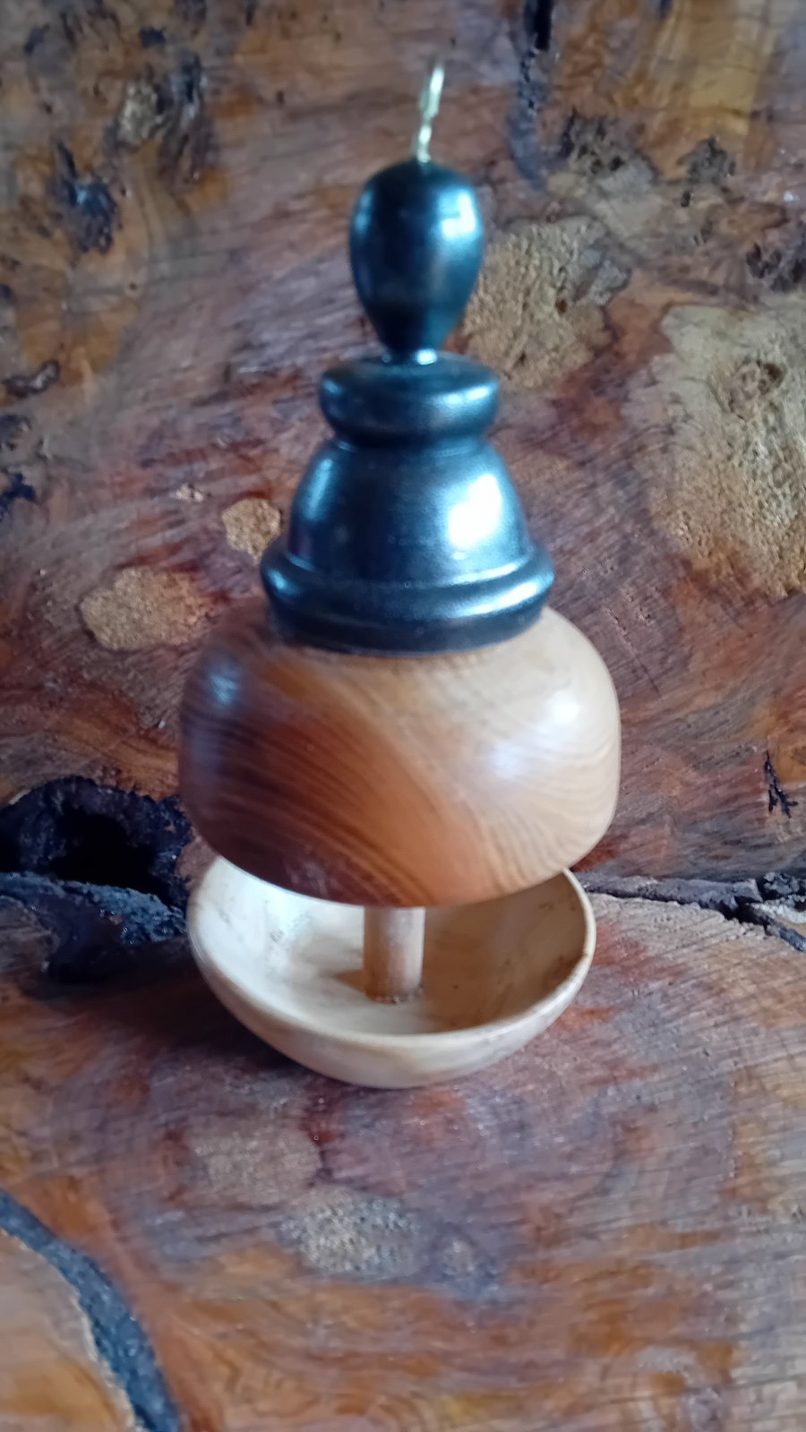 Hand turned bird feeder. 