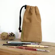 Small Drawstring Bag for Phone, Tools, Dog Walking Essentials. Upcycled