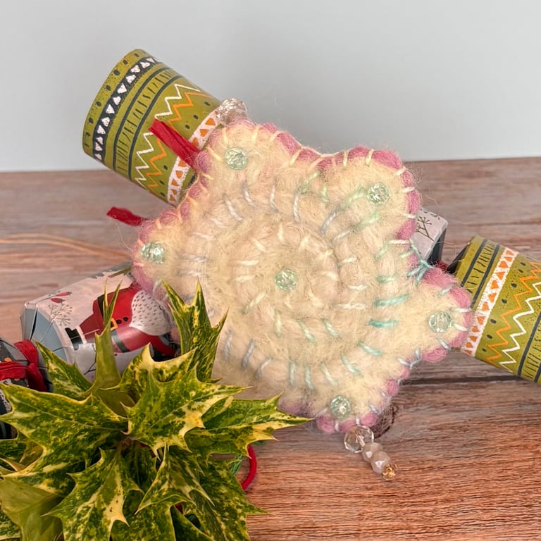 Felted Snowflake - Light Blue Crystals