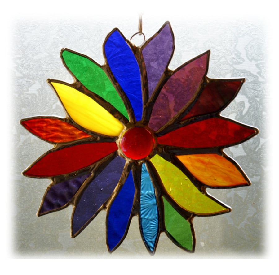 Rainbow Flower Stained Glass Suncatcher 022