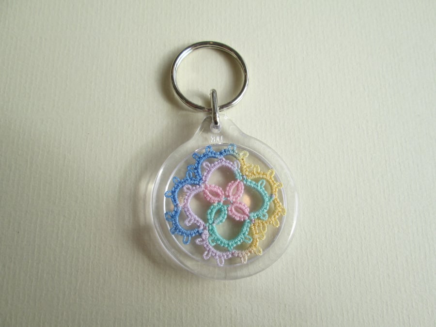 Multi coloured Tatted key-ring 
