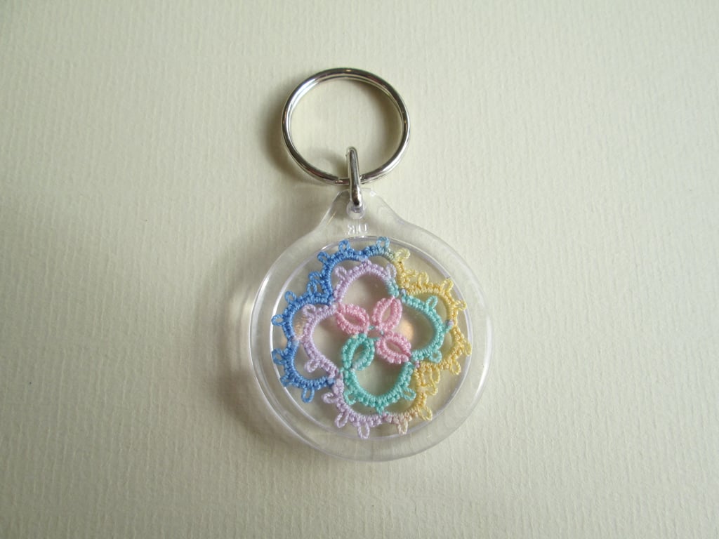 Multi coloured Tatted key-ring 