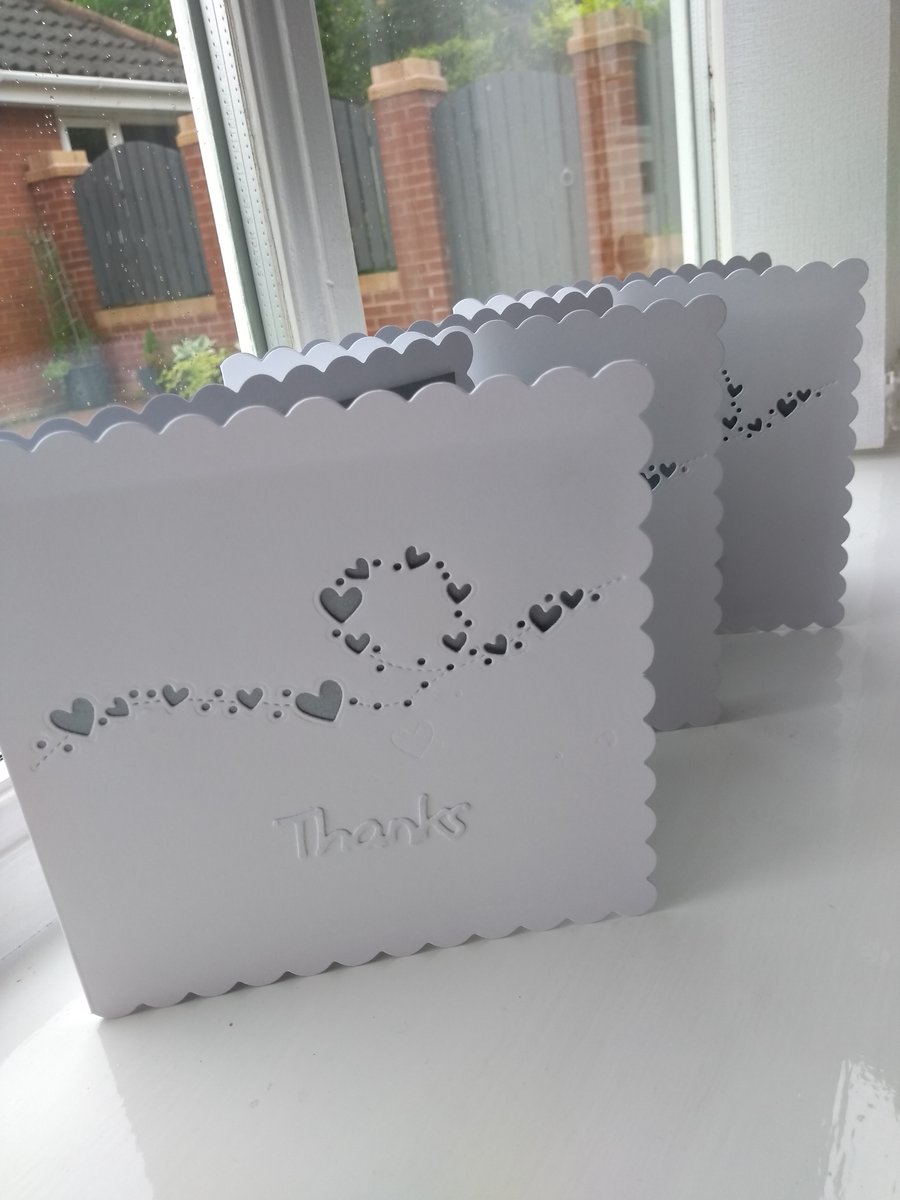 Pack of 3 silver thank you cards