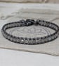 Labradorite and metallic grey leather bracelet with button fastener  - Image 6