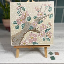 Mosaic Wall Art : Pink blossom branch