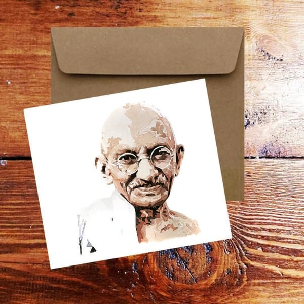 Mahatma Gandhi Greeting Card .Mahatma Gandhi Watercolour art card,Mahatma Gandhi