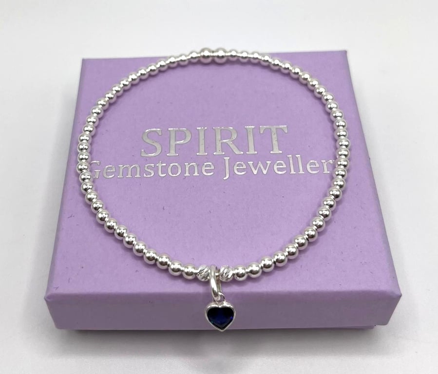Sapphire Heart September Birthstone Bracelet