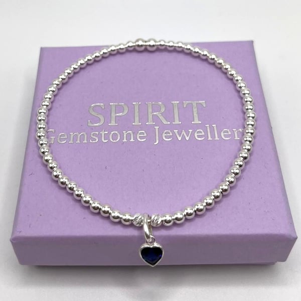 Sapphire Heart September Birthstone Bracelet