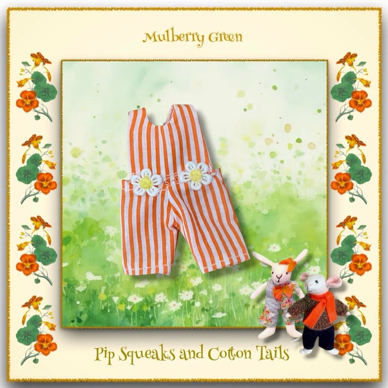 Orange Striped Dungarees to fit the Pip Squeaks and Cotton Tails 
