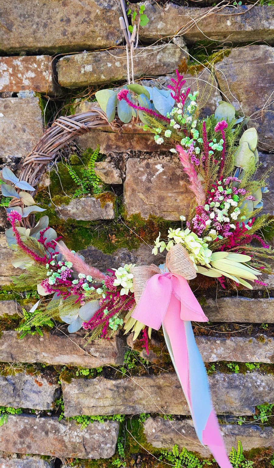 Natural Dry flower  Wreath- "Bohemian"