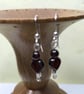 Sterling silver & Garnet heart bead earrings - Image 4