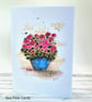 Geranium Blank Card - 3D, decoupage card, original art, birthday, thanks 