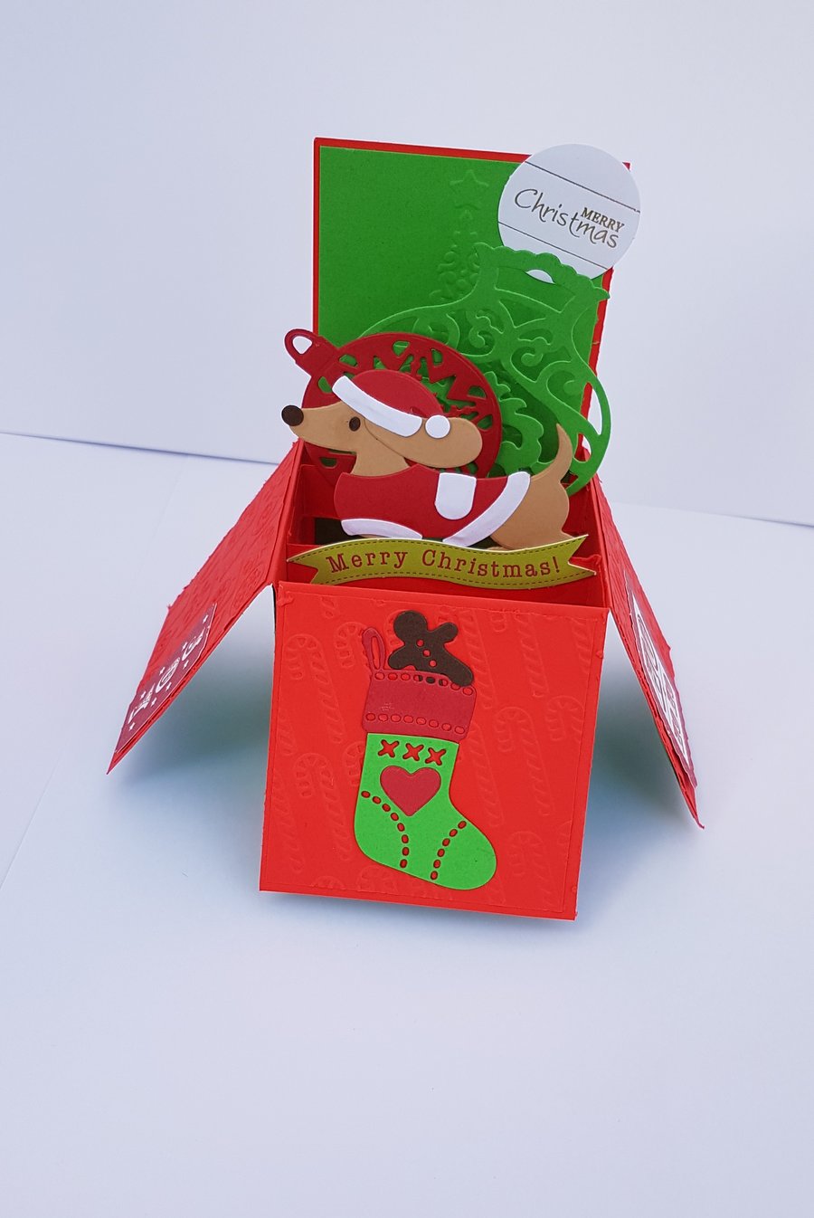  Merry Christmas Red & Green Sausage Dog - 