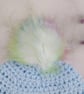 Crochet Baby Hat, Blue Newborn Beanie with Detachable Rainbow Pom, 0-3 Months - Image 6