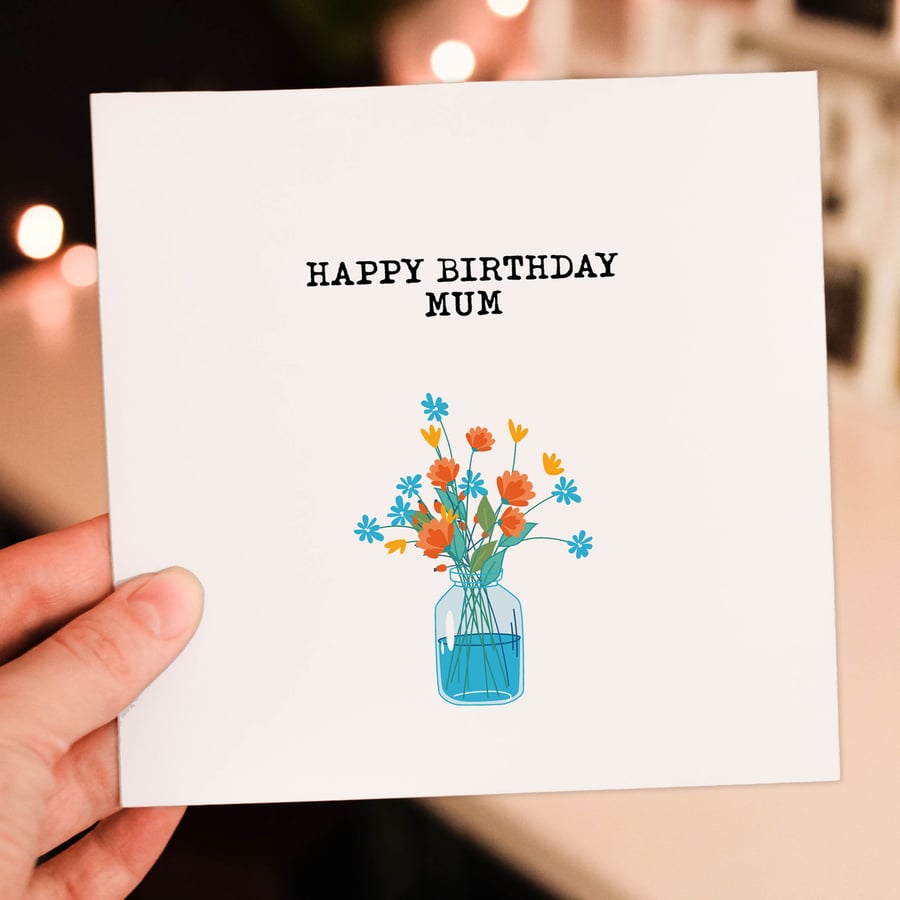 Mum, mom birthday card: Flowers