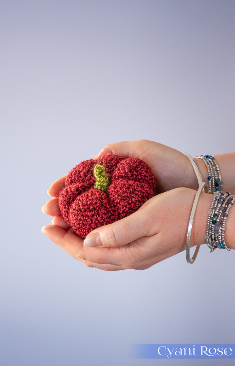 Cute pumpkin decoration crocheted in premium acrylic yarn