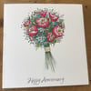 Happy Anniversary vase of peonies and hydrangea 