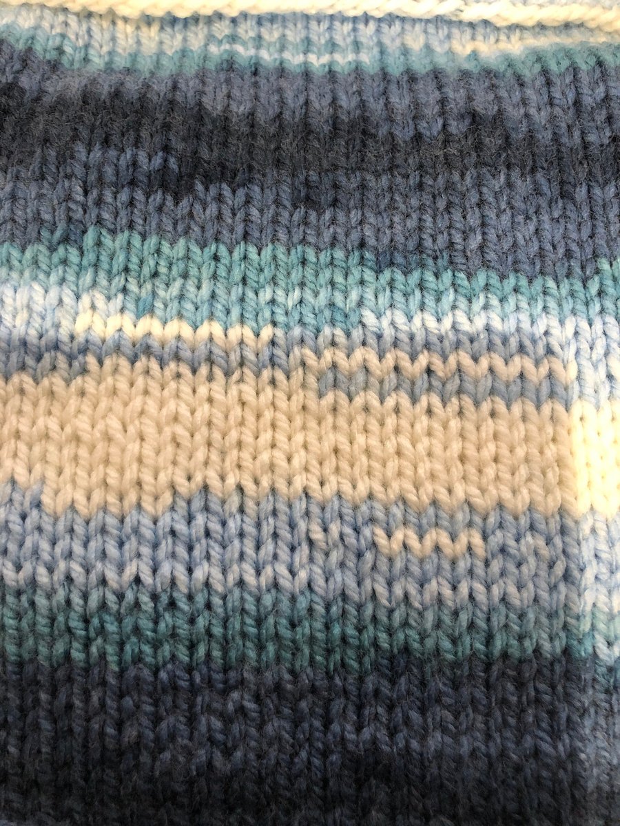 Handknitted Blue toned Ribbed Cowl Neck Warmer 63 x20 cms