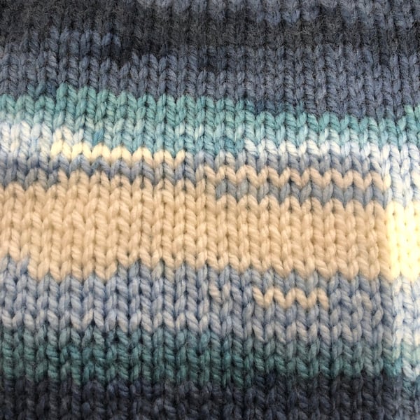 Handknitted Blue toned Ribbed Cowl Neck Warmer 63 x20 cms