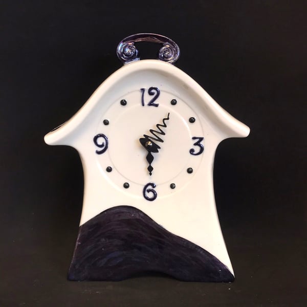 Whimsical Purple Porcelain Clock