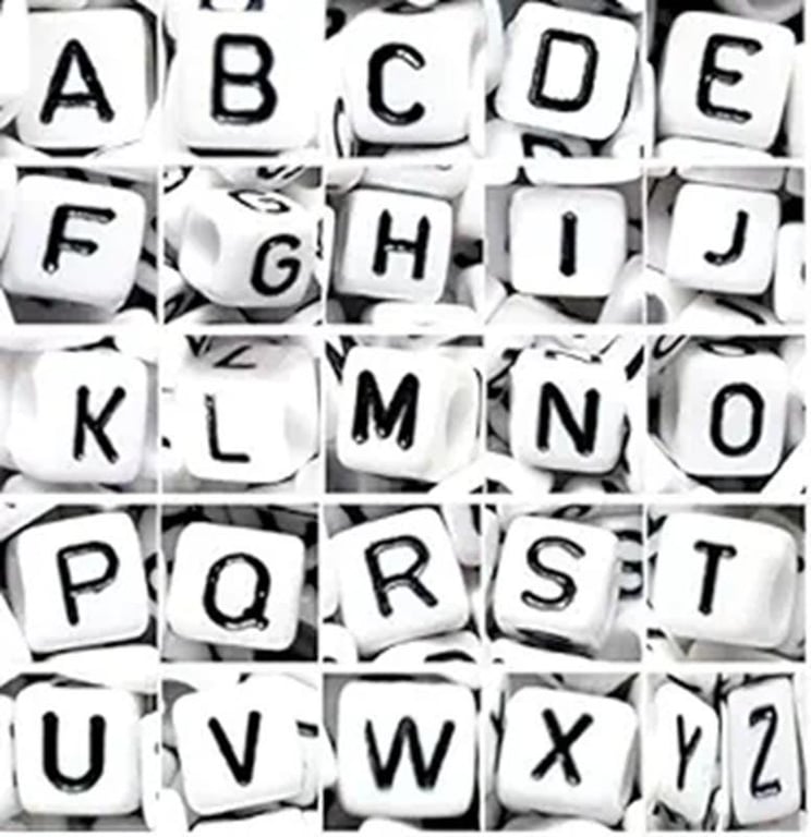 7mm cube White single A-Z & mixed letters Acrylic Alphabet Beads 