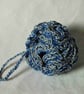 Crocheted shower scrunchie - blue or coral available - Image 3