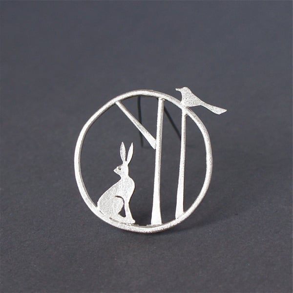 Edge of the woods hare brooch