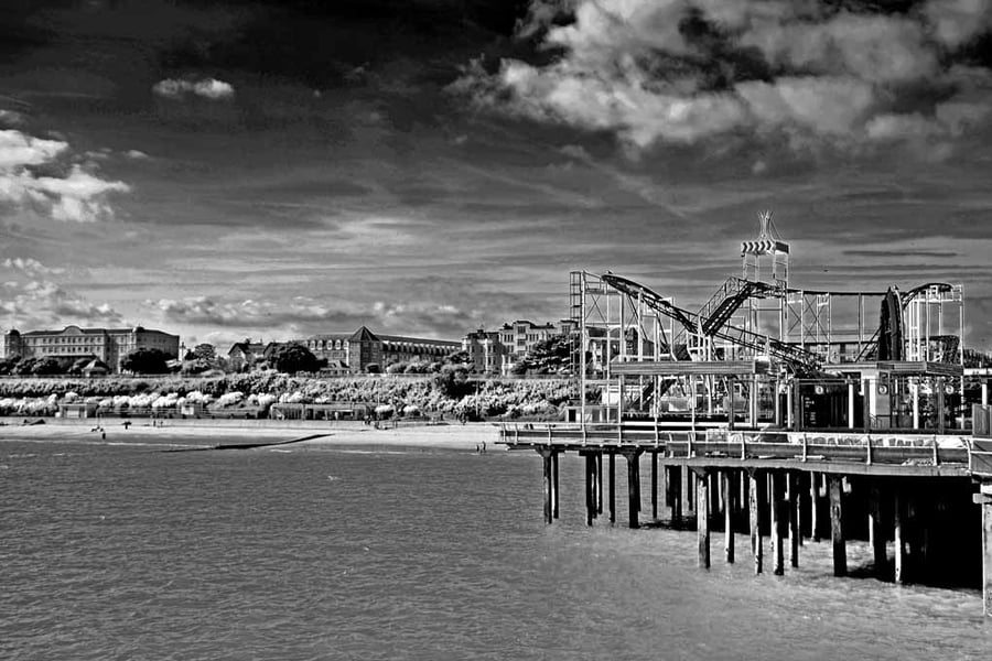Clacton On Sea Pier And Beach Essex UK Photograph Print