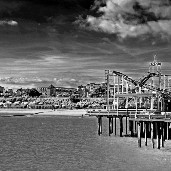 Clacton On Sea Pier And Beach Essex UK Photograph Print