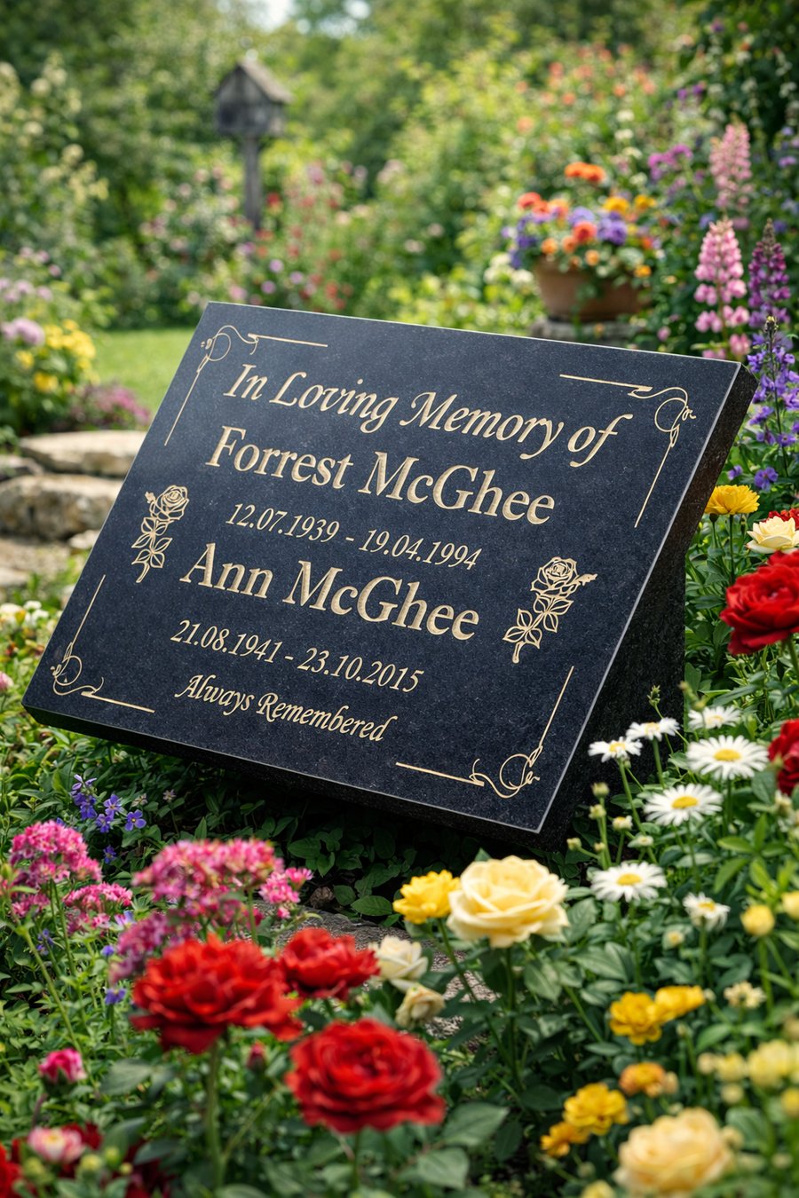  Memorial Grave Plaque Marker Grave Stone Slanted Granite Cemetery Headstone 