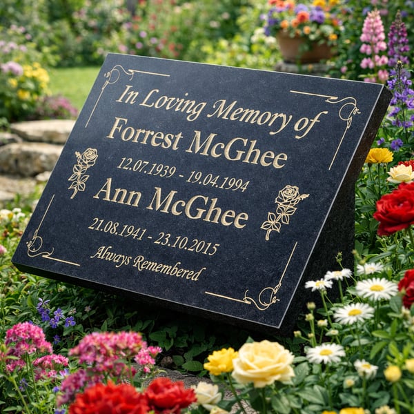  Memorial Grave Plaque Marker Grave Stone Slanted Granite Cemetery Headstone 