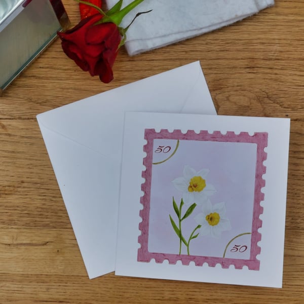 Hand-drawn Narcissus Birth Flower Card