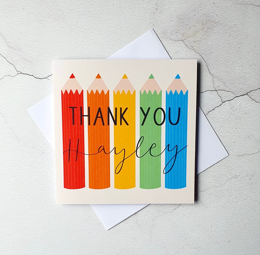 Personalised Thank You Teacher Card, Thank You Card